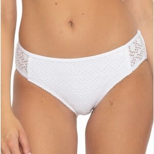 Becca Kennedy Crochet Tab Side Hipster Bikini Bottom‎ Swimsuit White Size M NWT